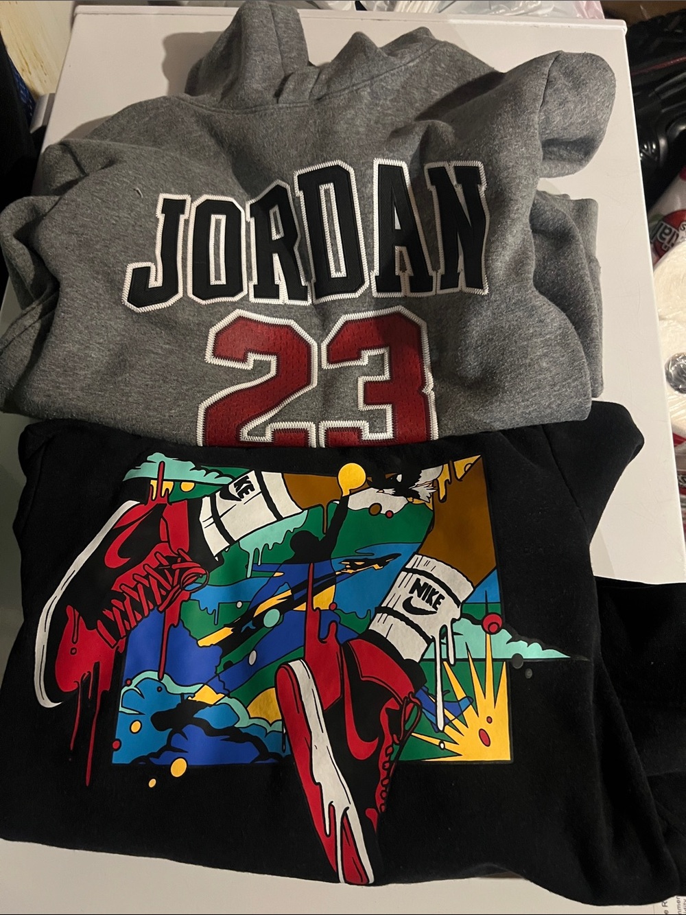 2 Jordan Hoodies  with Red '23 Graphic size M